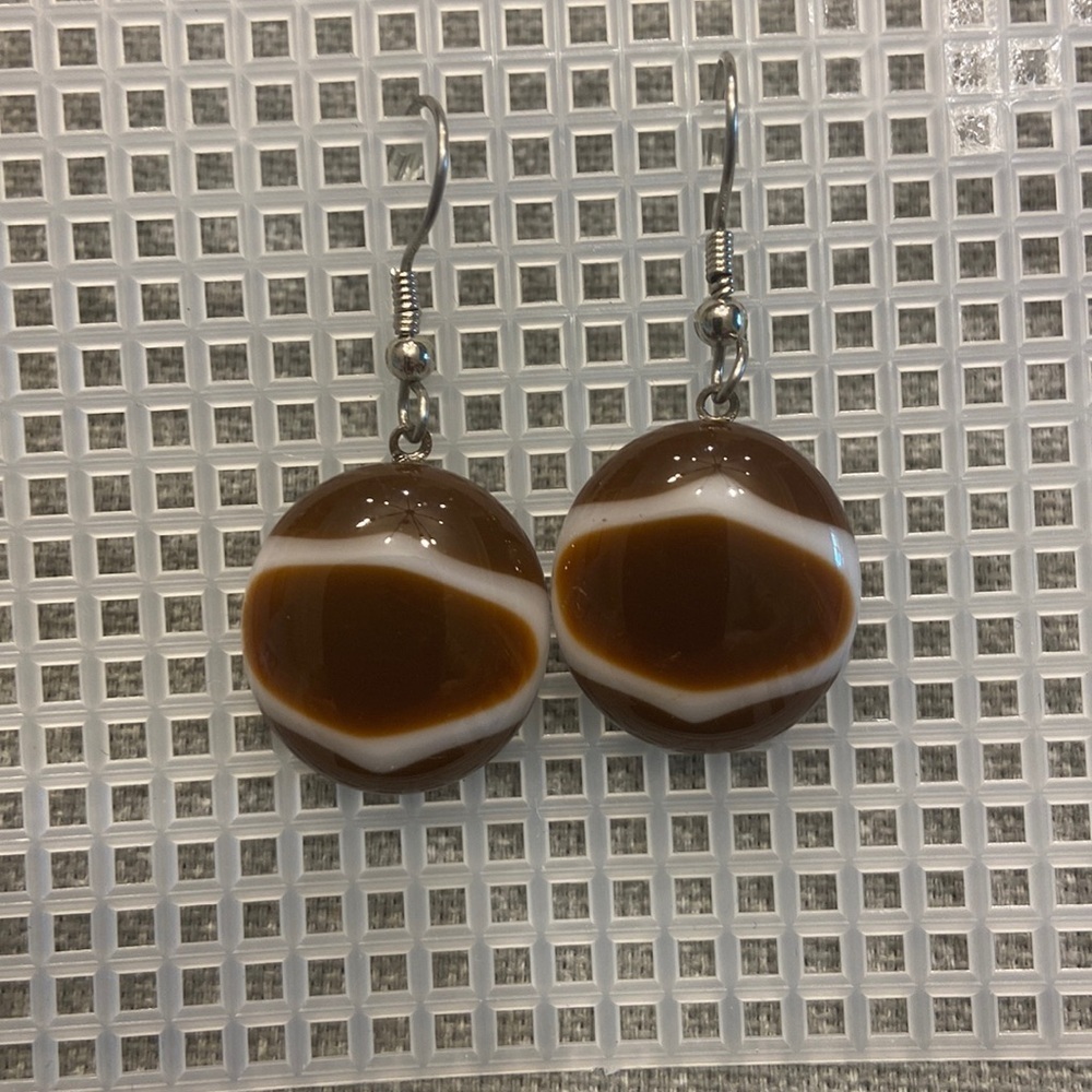 Layered Brown and White Glass Earrings